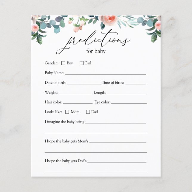 Tea Time Baby Predictions Card (Front)