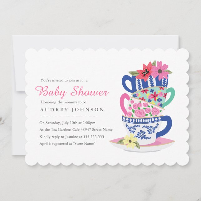 Tea Time Baby Shower Invitation (Front)