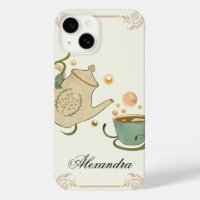 Tea Time, Beige Graphic Art, Floral Inspired