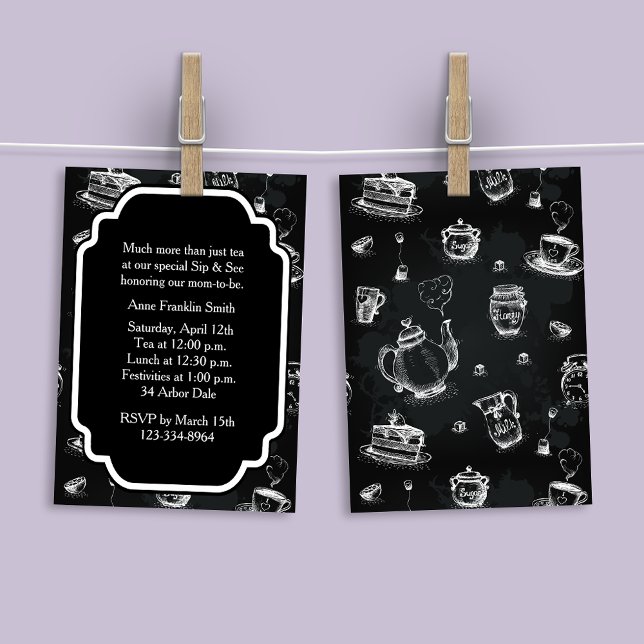 Tea Time Black Invitation (Creator Uploaded)