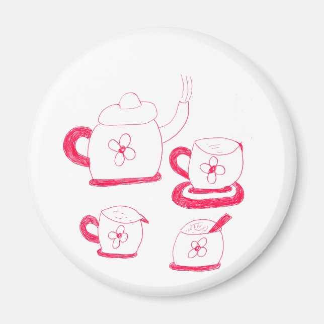 Tea Time Button Magnet (Front)