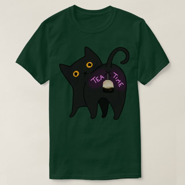 Tea Time Cat T-Shirt (Design Front)