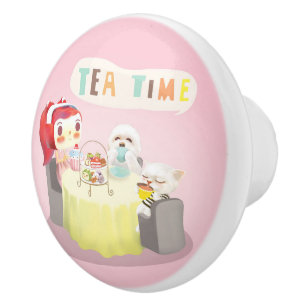 Tea Time Ceramic Knob