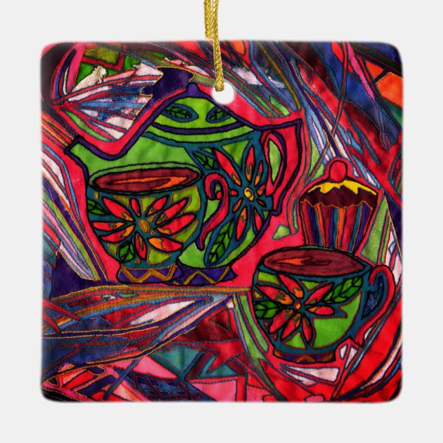 Tea time ceramic ornament (Front)