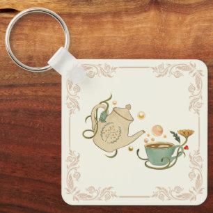 Tea Time, Cosy Vintage Tea Key Ring