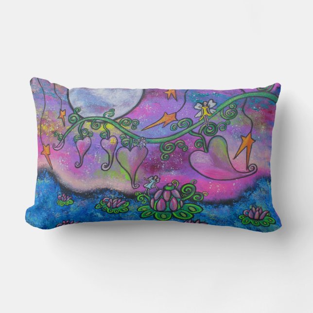 Tea Time In Paradise Fairies Original Art Pillow (Front)