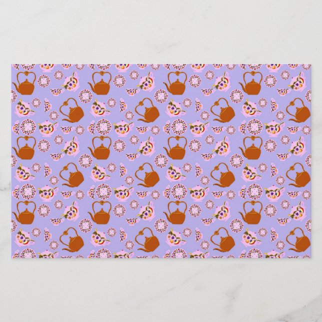 Tea time kitchen towel Teapot Teacup Teakettle Stationery (Front)