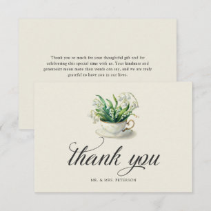 Tea Time Lily of the Valley Elegant Bridal Shower Thank You Card