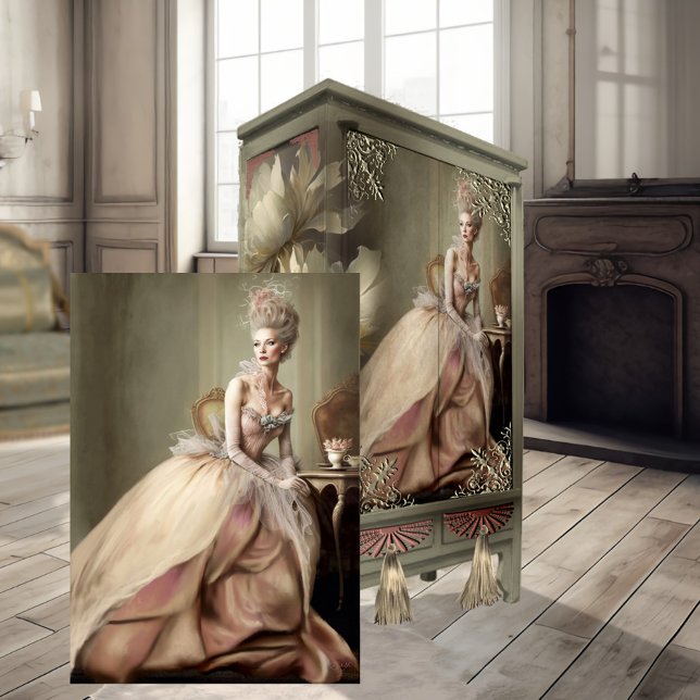 Tea Time Mary Antoinette Style Portrait Art Tissue Paper (Creator Uploaded)