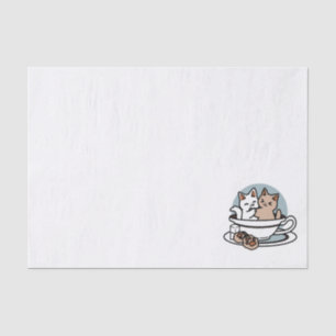 Tea Time Meow Time - Cute Cat and Tea Design Tissue Paper
