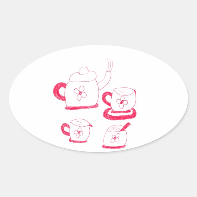 Tea Time Oval Sticker (Front)