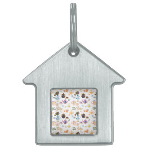 tea time pattern - tea cups and tea pot in pet ID tag