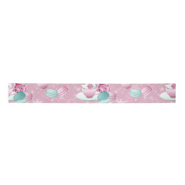 TEA TIME PINK/TURQUOISE SATIN RIBBON (Front)