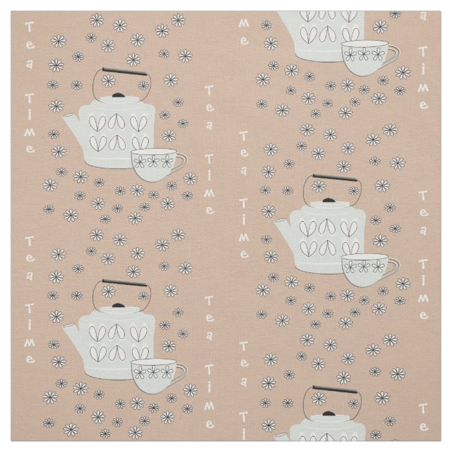 Tea Time Put The Kettle On Fabric (Swatch)