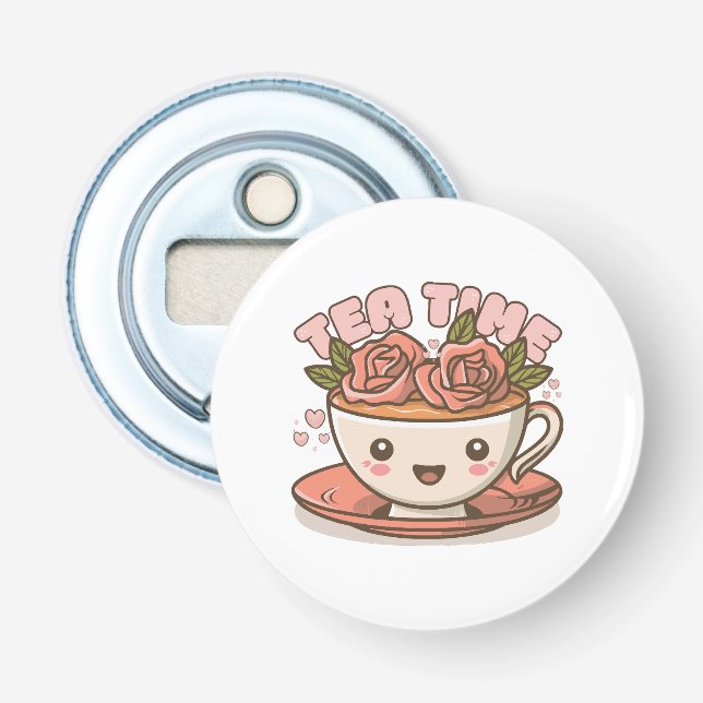 Tea Time Rose Tea Kawaii Bottle Opener (Front)