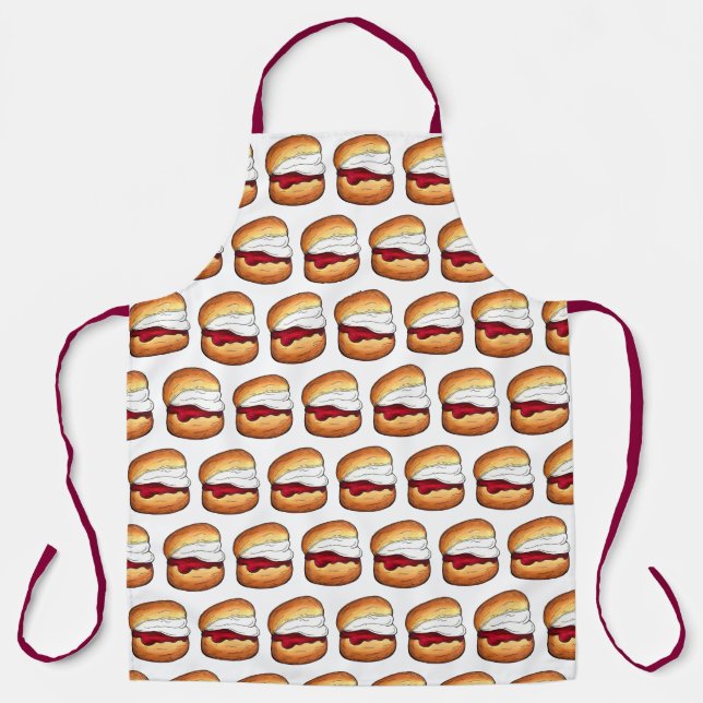 Tea Time Scone Clotted Cream Jam UK British Food Apron (Front)