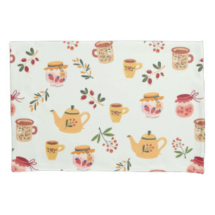 Tea Time Seamless Pattern Pillowcase