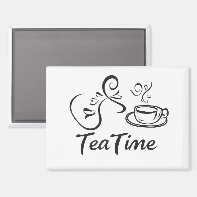 Tea Time Slogan Cup Magnet (Front/Back)