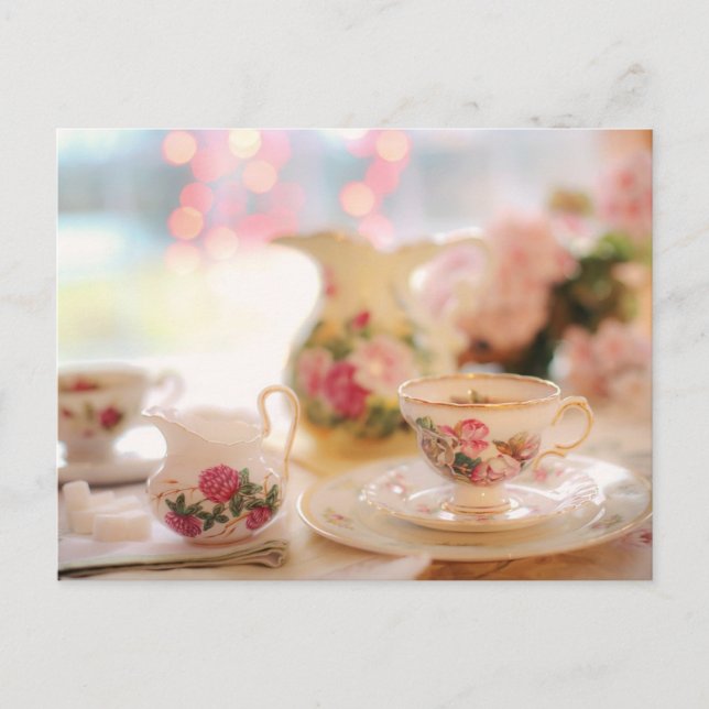 Tea time Tea cup postcard for postcrossing (Front)