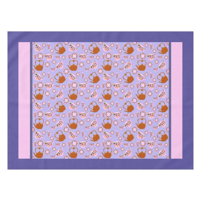 Tea Time: teacup, teapot, copper kettle tablecloth (Front (Horizontal))