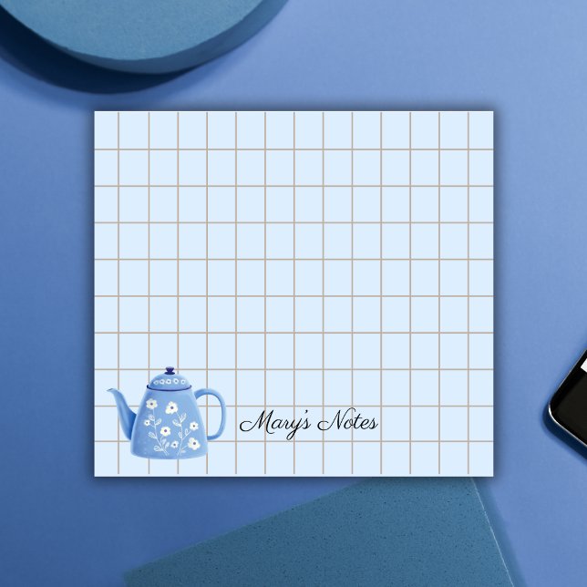 Tea Time Teapot – Personalized Grid Sticky Notes (Creator Uploaded)