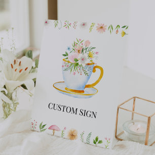 Tea Time Whimsical Wildflower Custom Sign