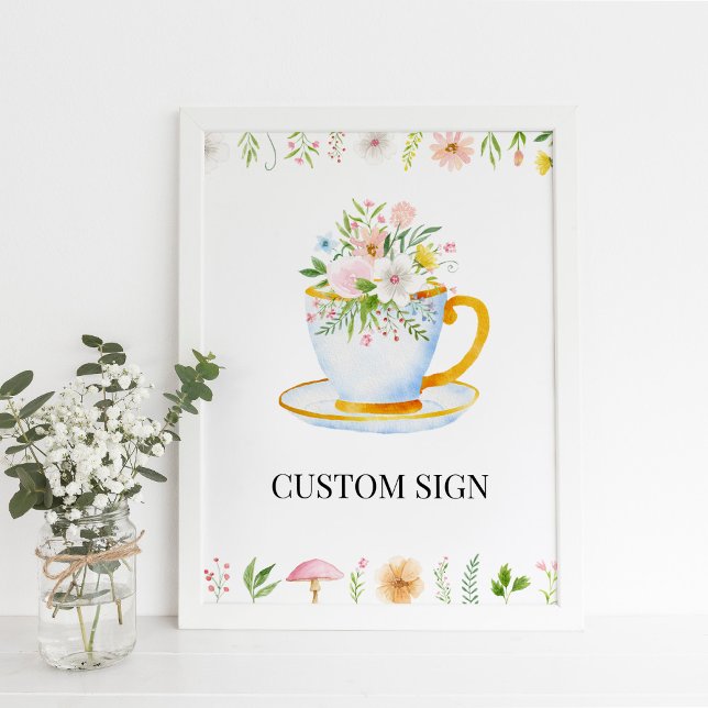 Tea Time Whimsical Wildflower Custom Sign (Creator Uploaded)
