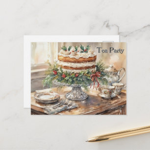 Tea Time with Cake Tea Party  Holiday Postcard