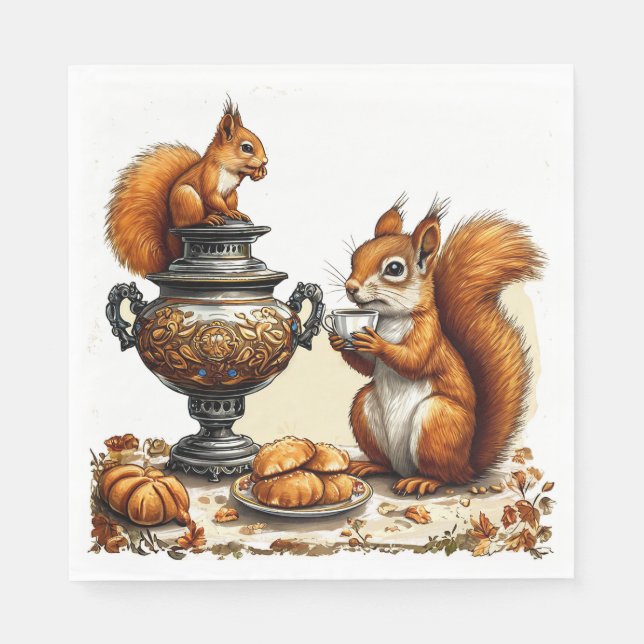 Tea time with squirrels napkin (Front)