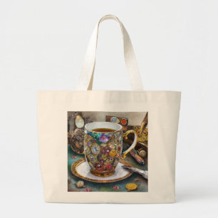 Tea Time With The Time Traveller Large Tote Bag
