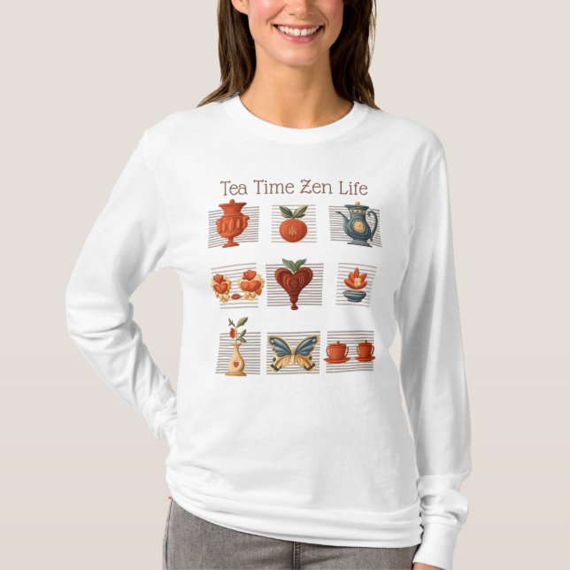 Tea Time Zen, Painted,  T-Shirt (Front)
