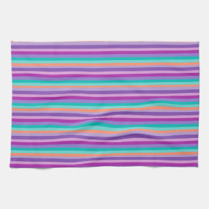 Tea Towel 40.6 cm x 61 cm Purple Blue Stripes