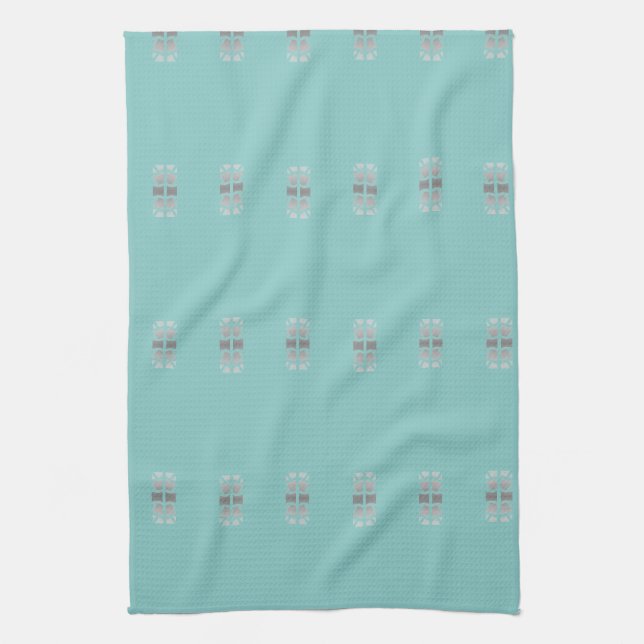 Tea-Towel In Grey And Turquoise Tea Towel (Vertical)