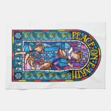 Tea Towel ‘Peace on Earth’ stained glass.