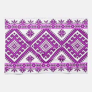 Tea Towel Ukrainian Purple Print
