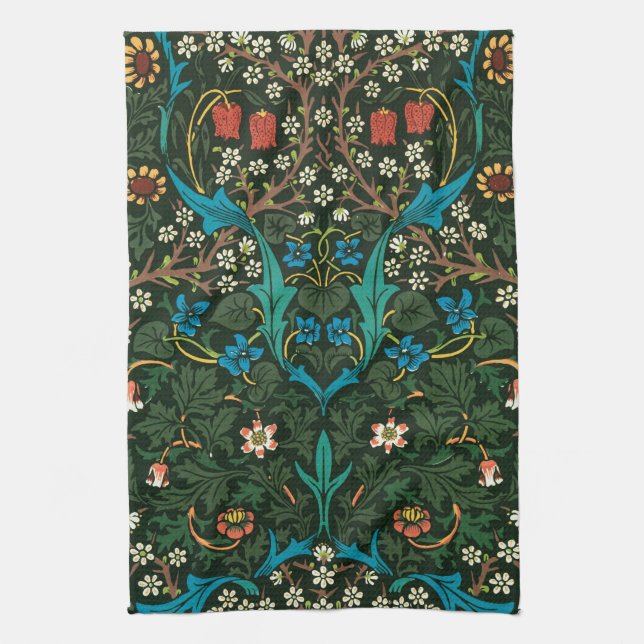 TEA TOWEL WITH WILLIAM MORRIS "TULIPS" DESIGN (Vertical)