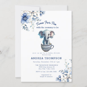 Tea with Mum Baby Safari Animal Baby Shower Invitation