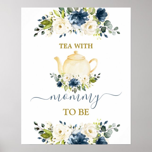 Tea With Mummy To Be Shower boy sign (Front)