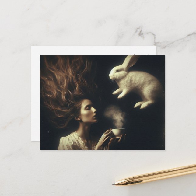 Tea With the Bunny  Postcard (Front/Back In Situ)