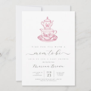 Tea with the mum to be baby shower invitation