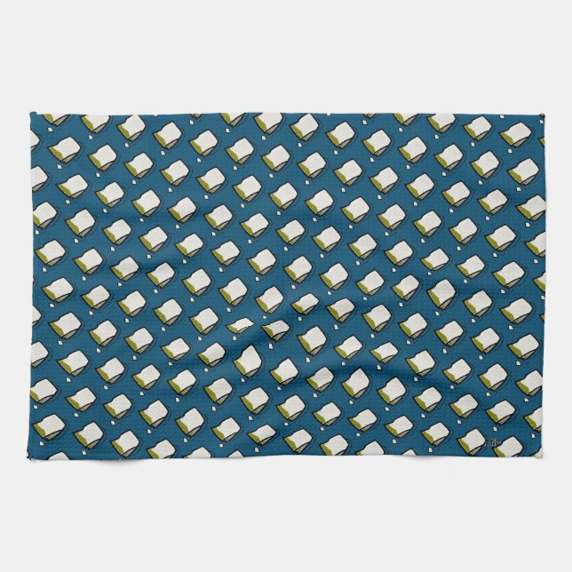 Teabags Pattern Customise the Background Colour Tea Towel (Horizontal)