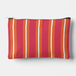 Teaberry and Mandarin Stripes Accessory Pouch