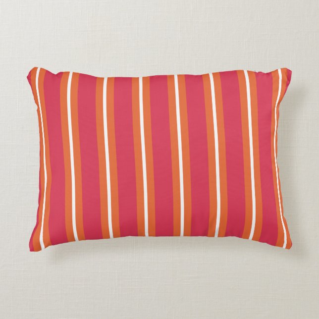 Teaberry and Mandarin Stripes Decorative Cushion (Front)