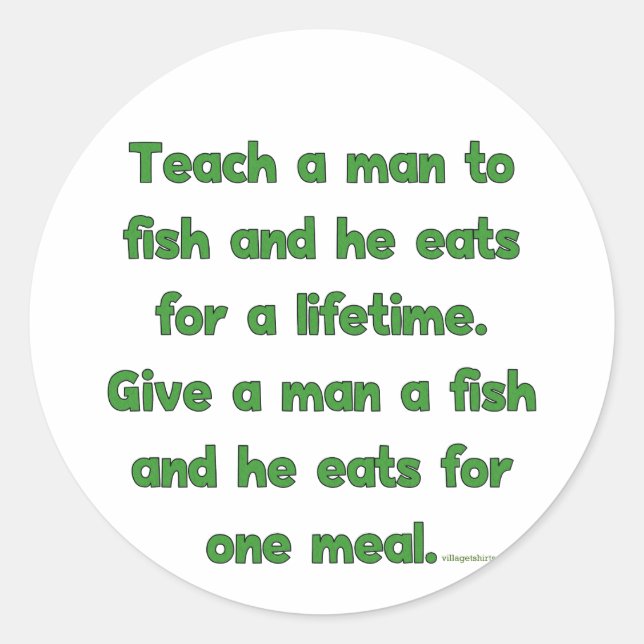 Teach A Man To Fish Classic Round Sticker (Front)