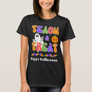 Teach and Treat Groovy Funny Teachers Halloween T-Shirt