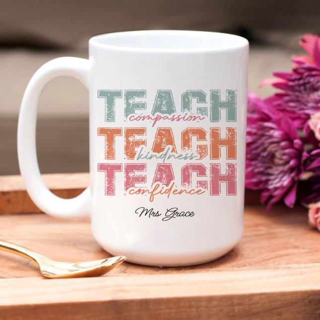 Teach Compassion Kindness ,Personalised teacher  Two-Tone Coffee Mug (Teach Compassion Kindness ,Personalized teacher mug)