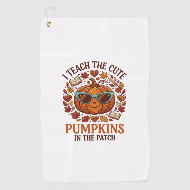 Teach Cute Pumpkins Patch Halloween Sunglasses_1 Golf Towel (Front)