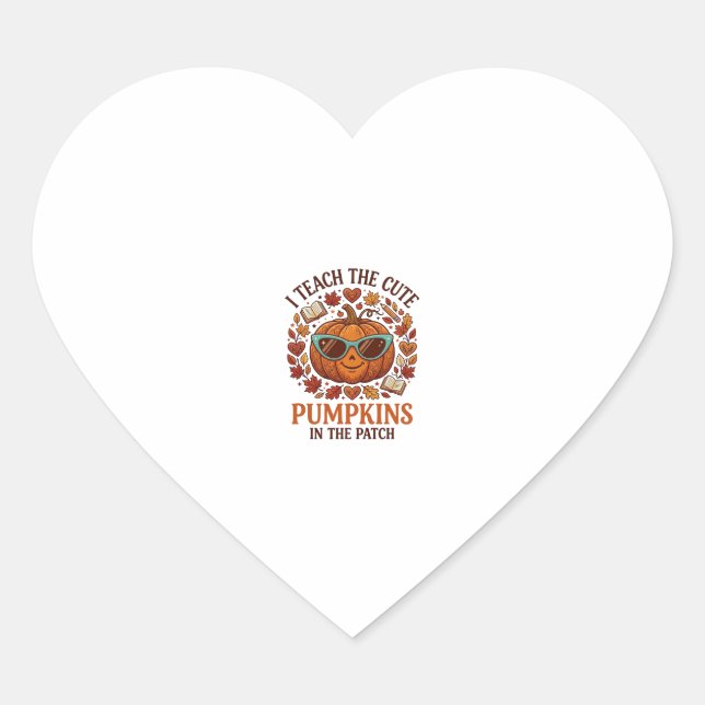 Teach Cute Pumpkins Patch Halloween Sunglasses_1 Heart Sticker (Front)