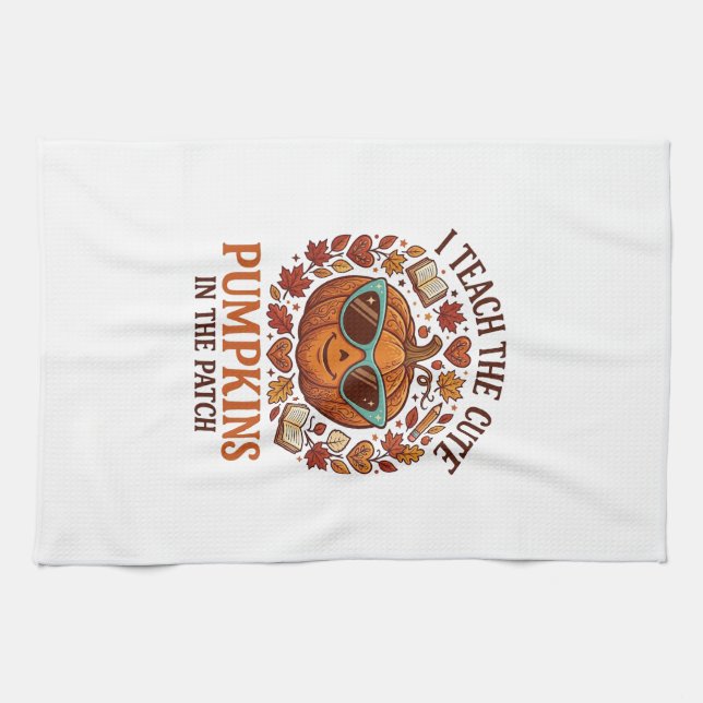 Teach Cute Pumpkins Patch Halloween Sunglasses_1 Tea Towel (Horizontal)