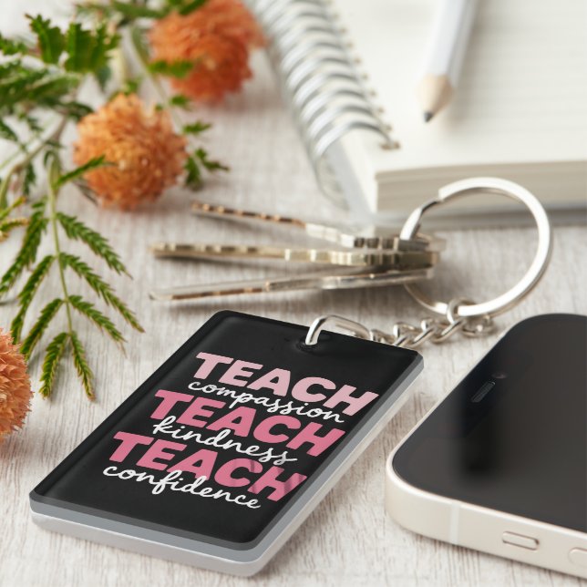 Teach Cute Teacher Life Education Inspirational  Key Ring (Front Right)